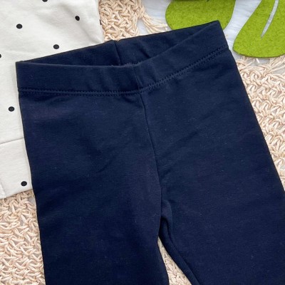 Conj. Jaqueta de Moletom Poá e Calça Legging - Creme e Preto